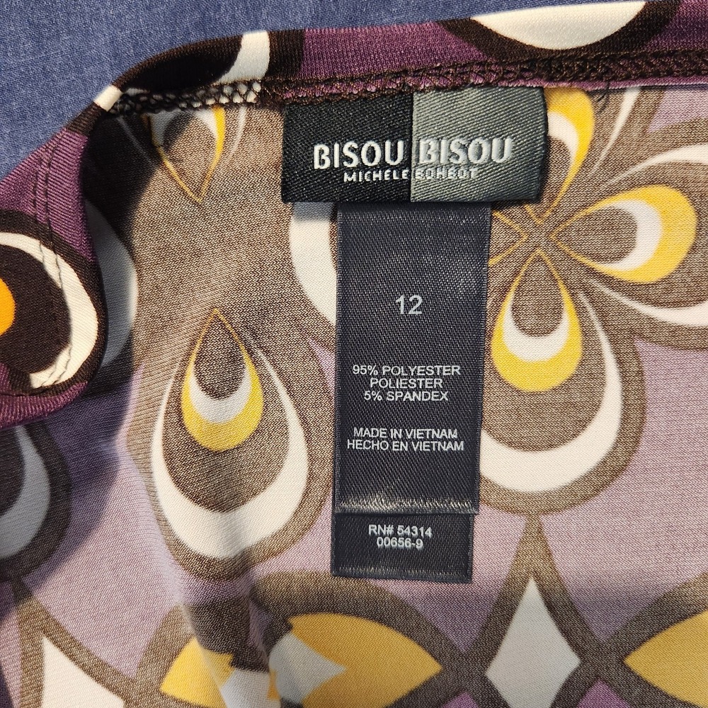Bisou Bisou Groovy Retro Y2K Wrap V‑Neck Knee Length Dress – Size 12 - Picture 7 of 13